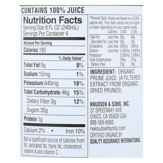 R.W. Knudsen - Organic Juice - Prune - Case of 6 - 32 fl oz