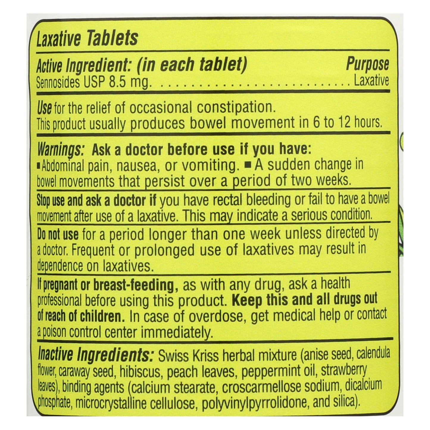 Swiss Kriss Herbal Laxative - 120 Tablets