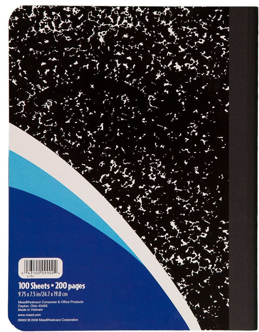 Primary Composition Book, Primary Ruled Journal, Grades K-2, 7-1/2" X 9-3/4", 100 Sheets, Blue Marble (09902)