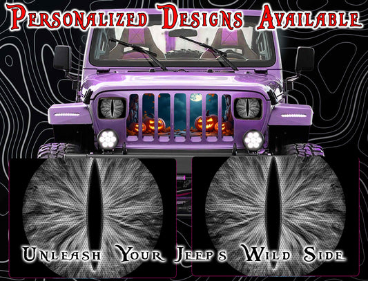 Black and white Eye decals for YJ or 5x7 headlights