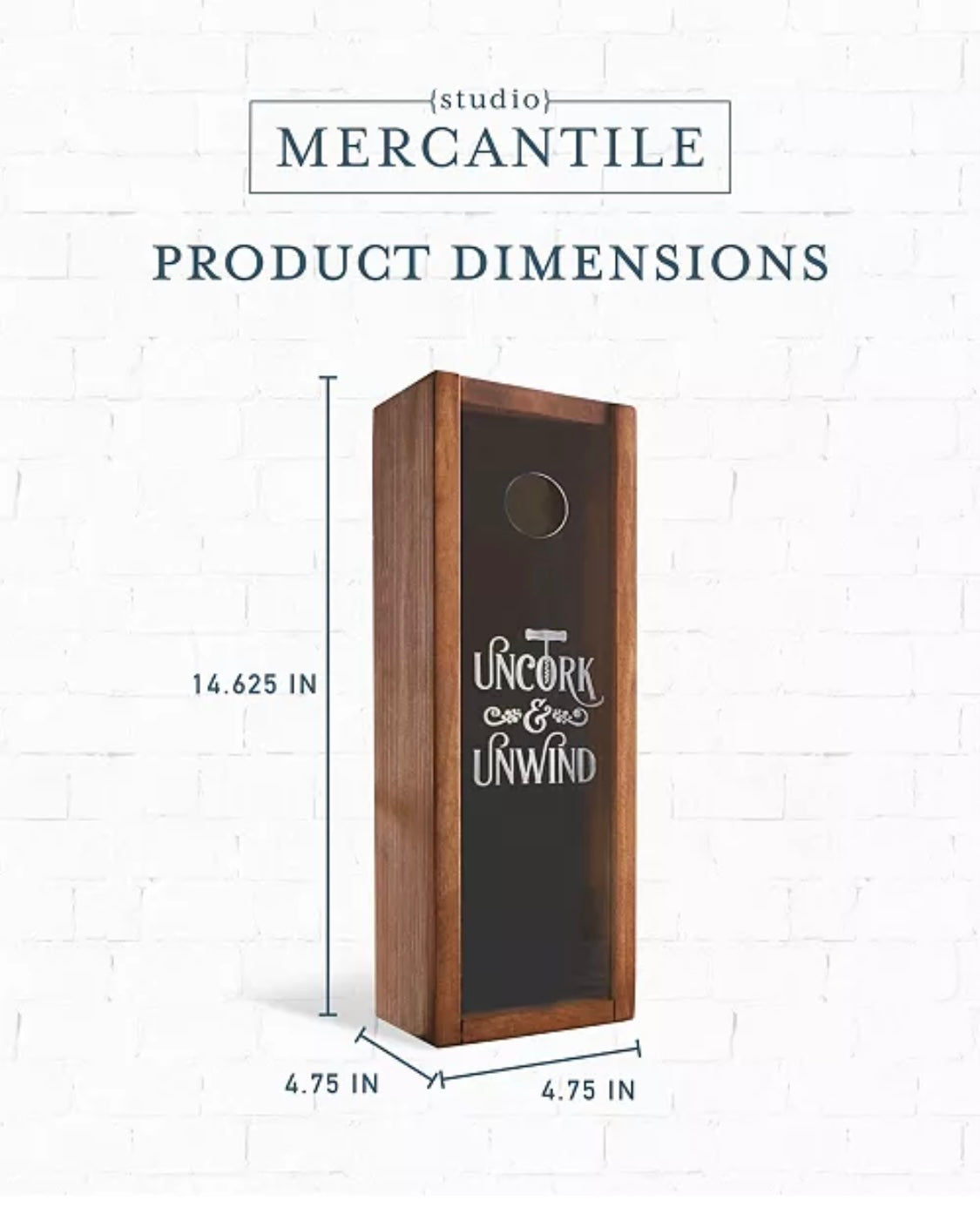 STUDIO MERCANTILE WINE KEEPSAKE BOX - ELEGANT GIFT & CORK DISPLAY