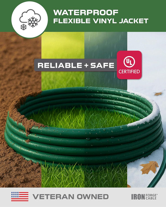 Green Outdoor Extension Cord 100 FT - 16/3 SJTW Weatherproof Long Extension Cord for outside with 3 Prong - 16 Gauge 100 Foot for Yard, Gardens, Landscaping - UL Listed
