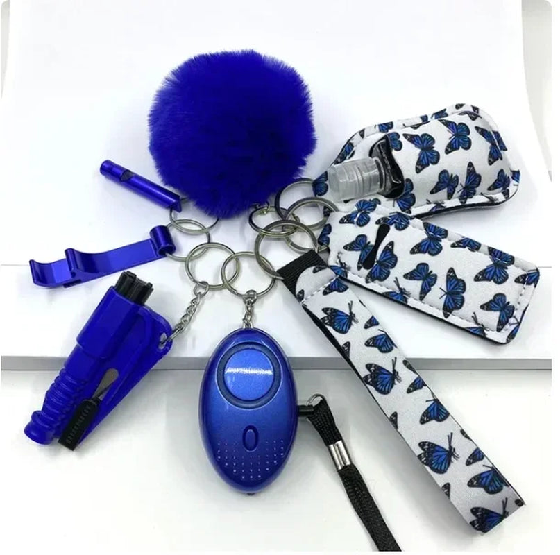 Safety Keychain Full Set, Self Defense Security Keychain Set with Personal Alarm Protective Keychain Accessories for Women Girls