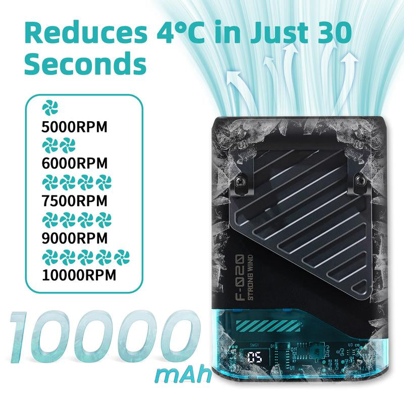2025 AI Portable Waist Fan Rechargeable with LED Display & 40H Runtime 5 Speed 10000RPM Cooling Personal Clip Fan 33Ft/S Wind Speed Neck Fan for Outdoor Work Camping Farm Jobsite Multi-Use Thin Light Strotig