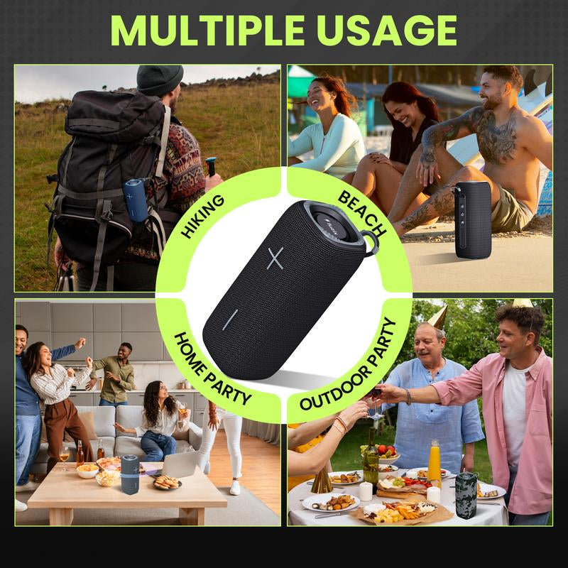 Halo Portable Wireless Bluetooth Speaker by Fuzix – Compact High-Quality Sound, Long Battery Life, TWS Stereo, Micro SD, USB, AUX Audio
