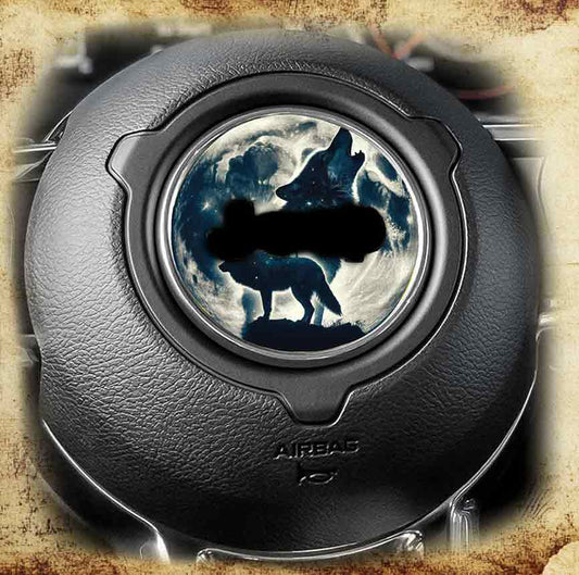 Steering wheel decal Wolf and blue moon