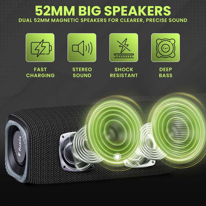 Halo Portable Wireless Bluetooth Speaker by Fuzix – Compact High-Quality Sound, Long Battery Life, TWS Stereo, Micro SD, USB, AUX Audio