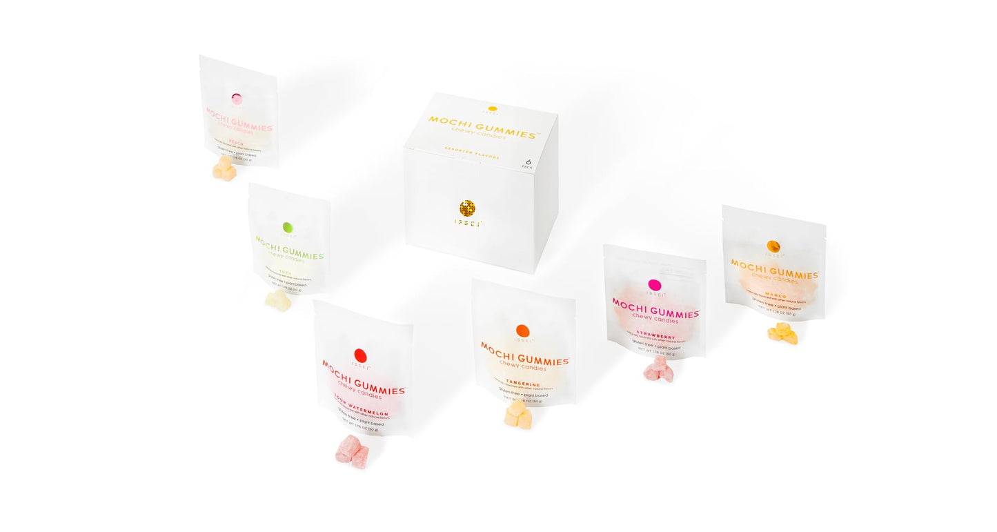 TikTok Viral - ISSEI Mochi Gummies, Award-Winning Japanese Chewy Candy | Rainbow Variety 6-Pack (1.76oz)