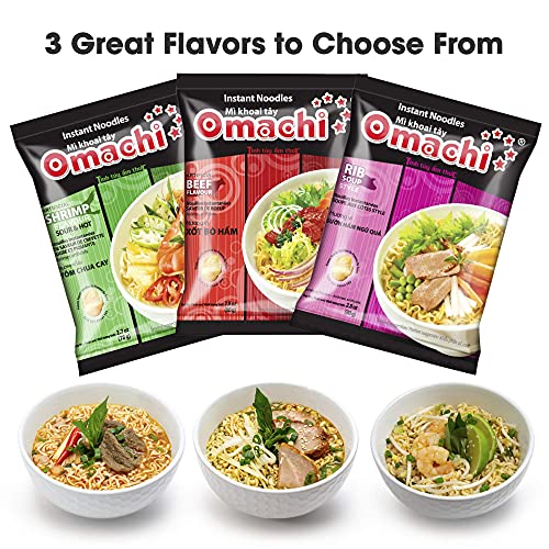OMACHI Golden Potato Noodles - Hot and Sour Shrimp Flavor - Made with Natural Ingredients (Hot & Sour Shrimp, Pack of 5)