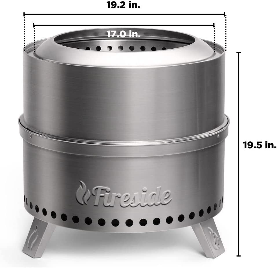 Pluto R19-SS Smokeless Outdoor Fire Pit - Stainless Steel
