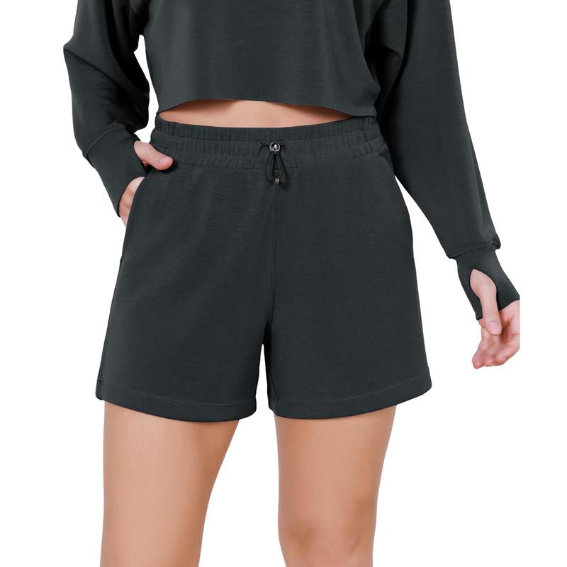ODODOS Modal Soft Relaxed Shorts for Women Adjustable Shockcord High Waist Casual Shorts with Pockets