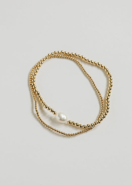 Natural Pearl + 14k Gold Filled Beaded || Anklet or Bracelet