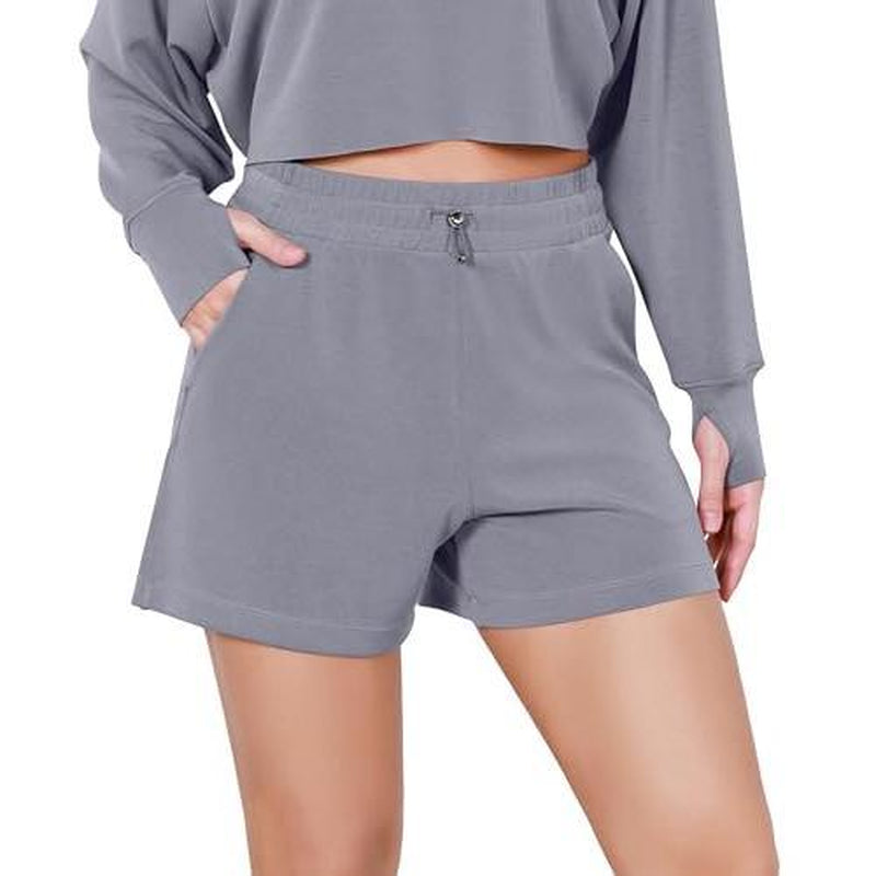 ODODOS Modal Soft Relaxed Shorts for Women Adjustable Shockcord High Waist Casual Shorts with Pockets