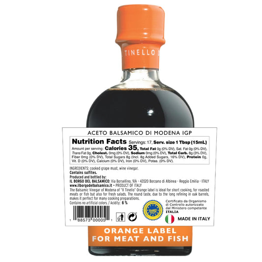 IL TINELLO, Aceto Balsamico di Modena IGP, Orange Label, (8.5 fl oz) 250ml