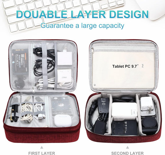 Electronics Organizer Travel, Travel Cord Organizer Case, Compact Electronics Accessories Bag for Cable, Cord, Charger, Phone