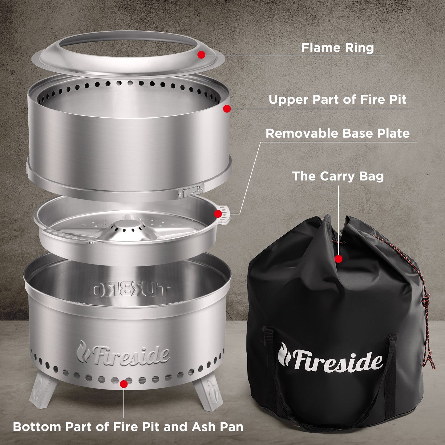 Pluto R19-SS Smokeless Outdoor Fire Pit - Stainless Steel