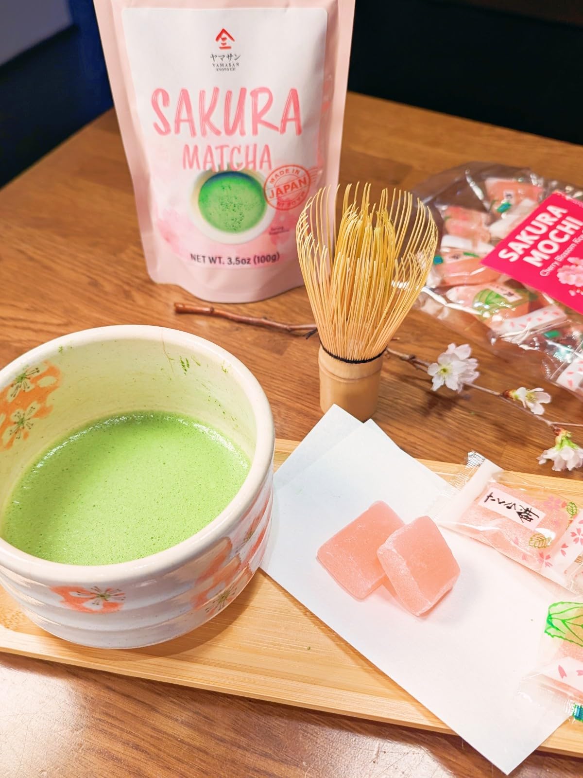 viral Yaasan Kyoto Uji Sakura Mochi Candies - Traditional Japanese Cherry Blossom Rice Cakes (300g)