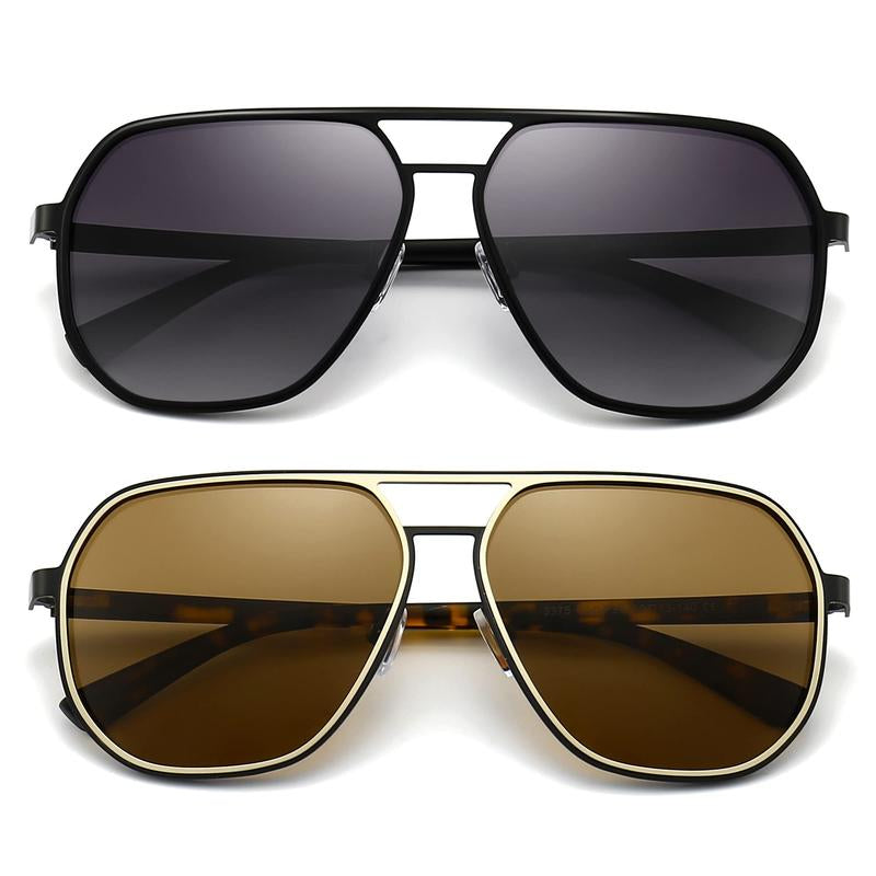 〖Dealsforyoudays〗Sungait Polygon Aviator Sunglasses for Men Polarized Trendy Square Sun Glasses Retro Pilot Shades UV Protection