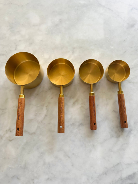 Montecito Acacia Wood & Gold Measuring Cups & Spoons Set