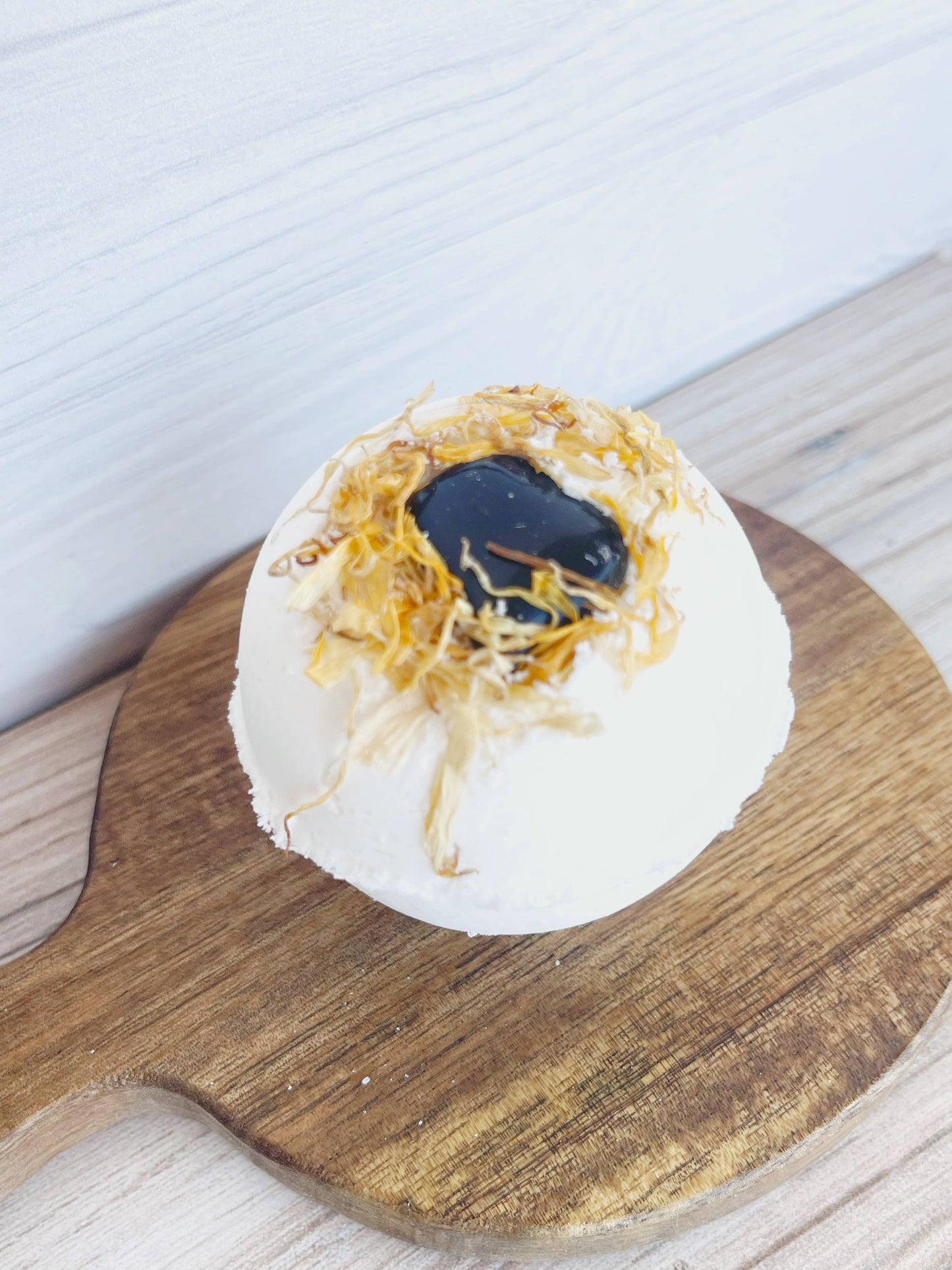 Smoky Quartz Bath Bomb with Dried Calendula Flowers