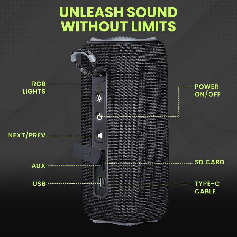 Halo Portable Wireless Bluetooth Speaker by Fuzix – Compact High-Quality Sound, Long Battery Life, TWS Stereo, Micro SD, USB, AUX Audio