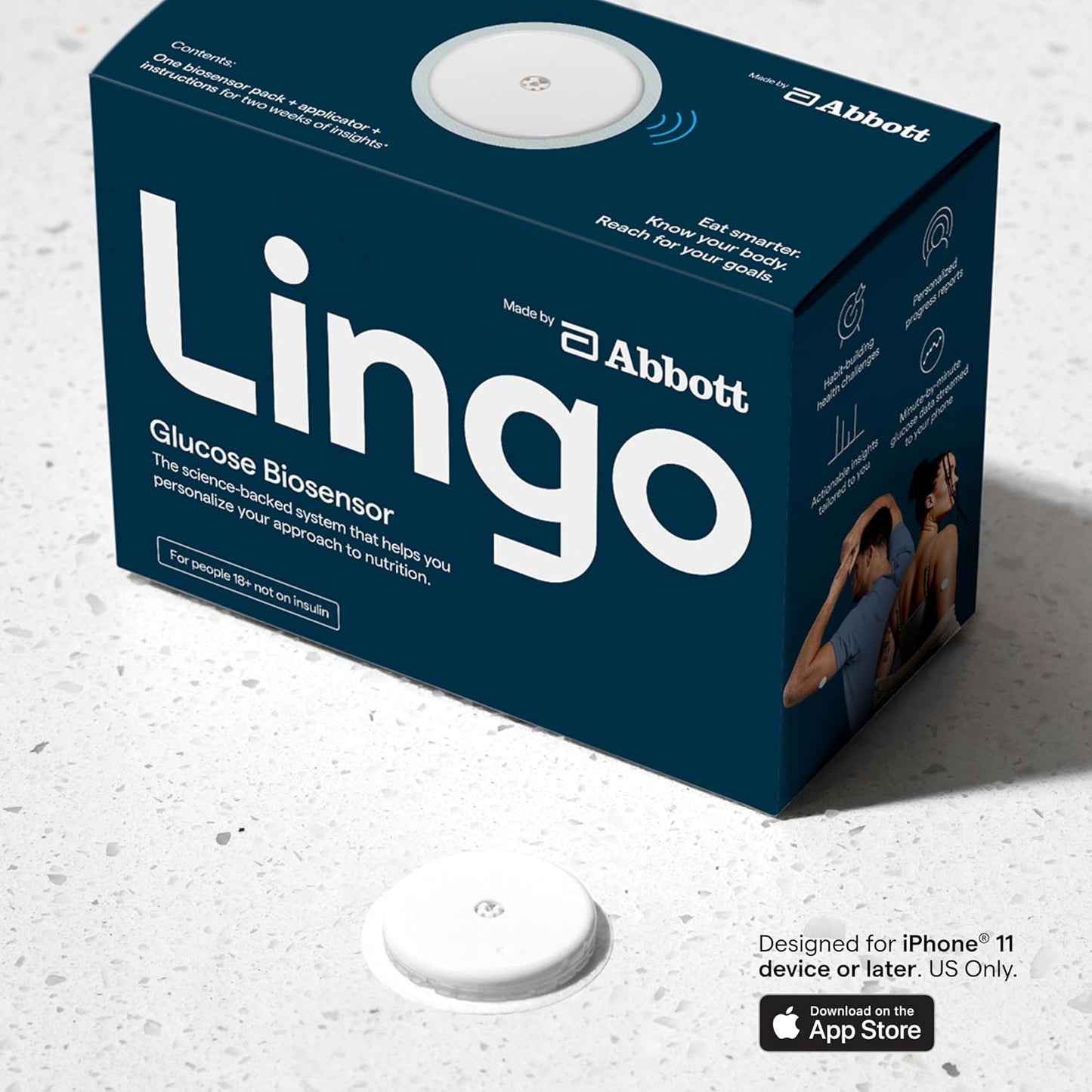 Abbott Lingo Continuous Glucose Monitor – 1-Pack, iPhone Compatible