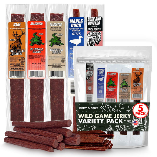 Wild Game Jerky Variety Pack - 5 Exotic Meats Gift Set | 8 oz Premium Assortment