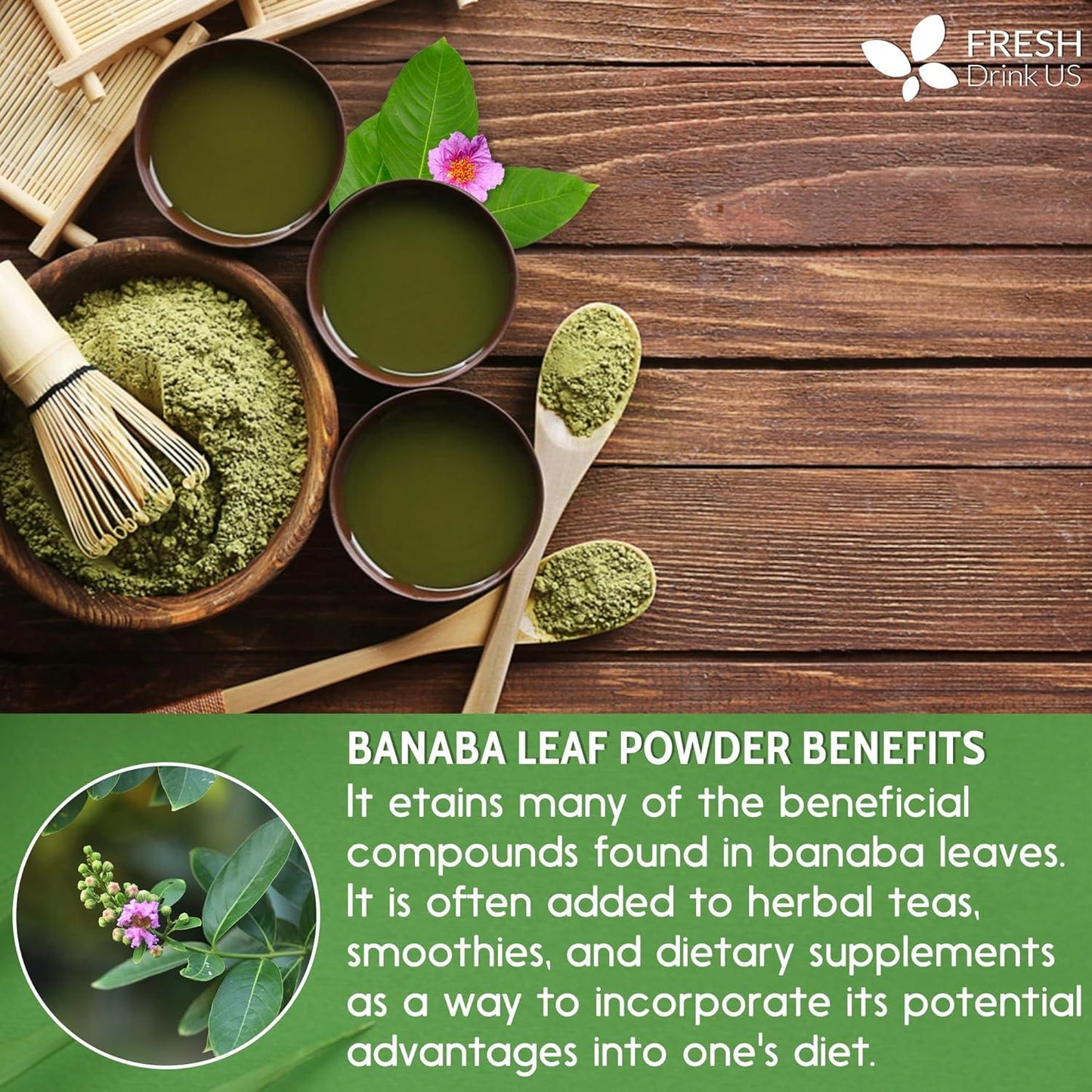 Natural Banaba Dried Leaves, Tea Bags, Powder, Whole Banaba Leaves, 100% Pure Dried Banaba Leaves, Banaba Leaf Tea, No Additives, No Caffeine, Vegan