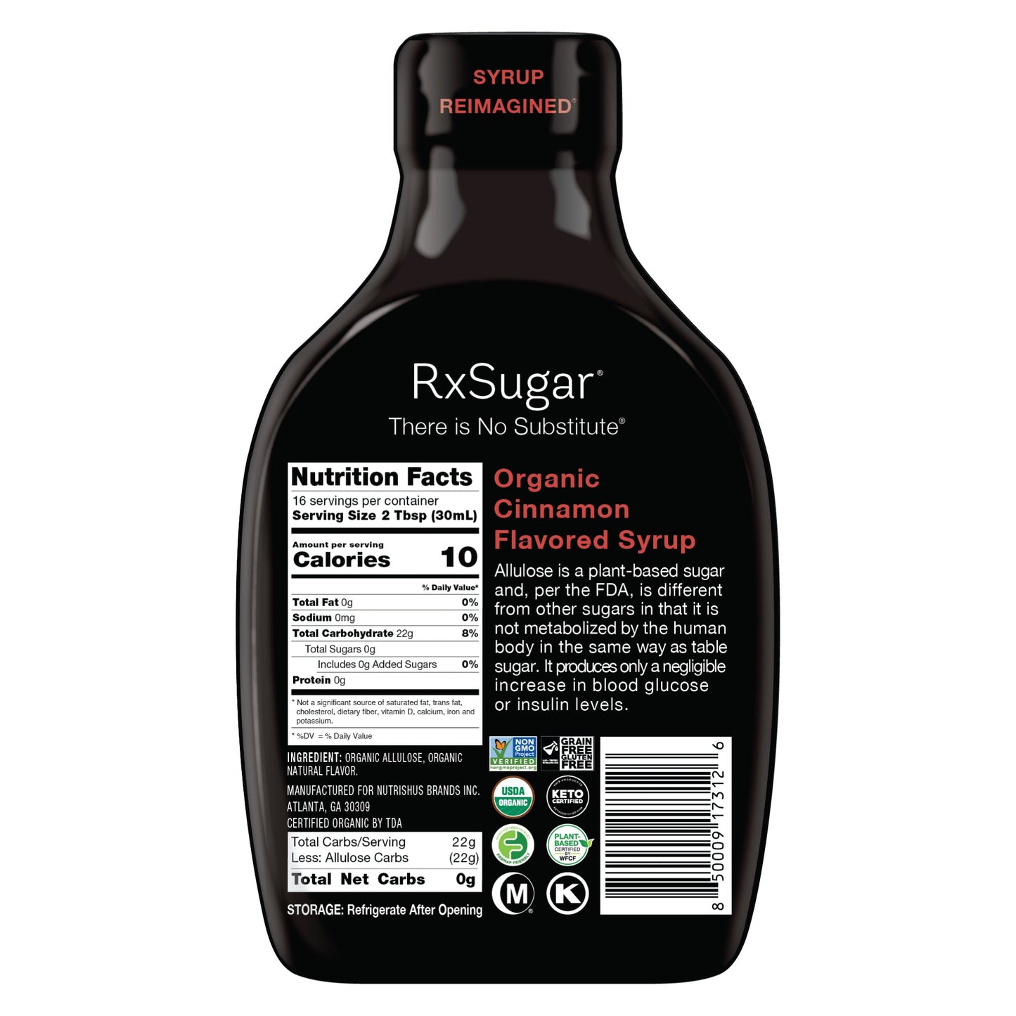RxSugar Organic Cinnamon Syrup