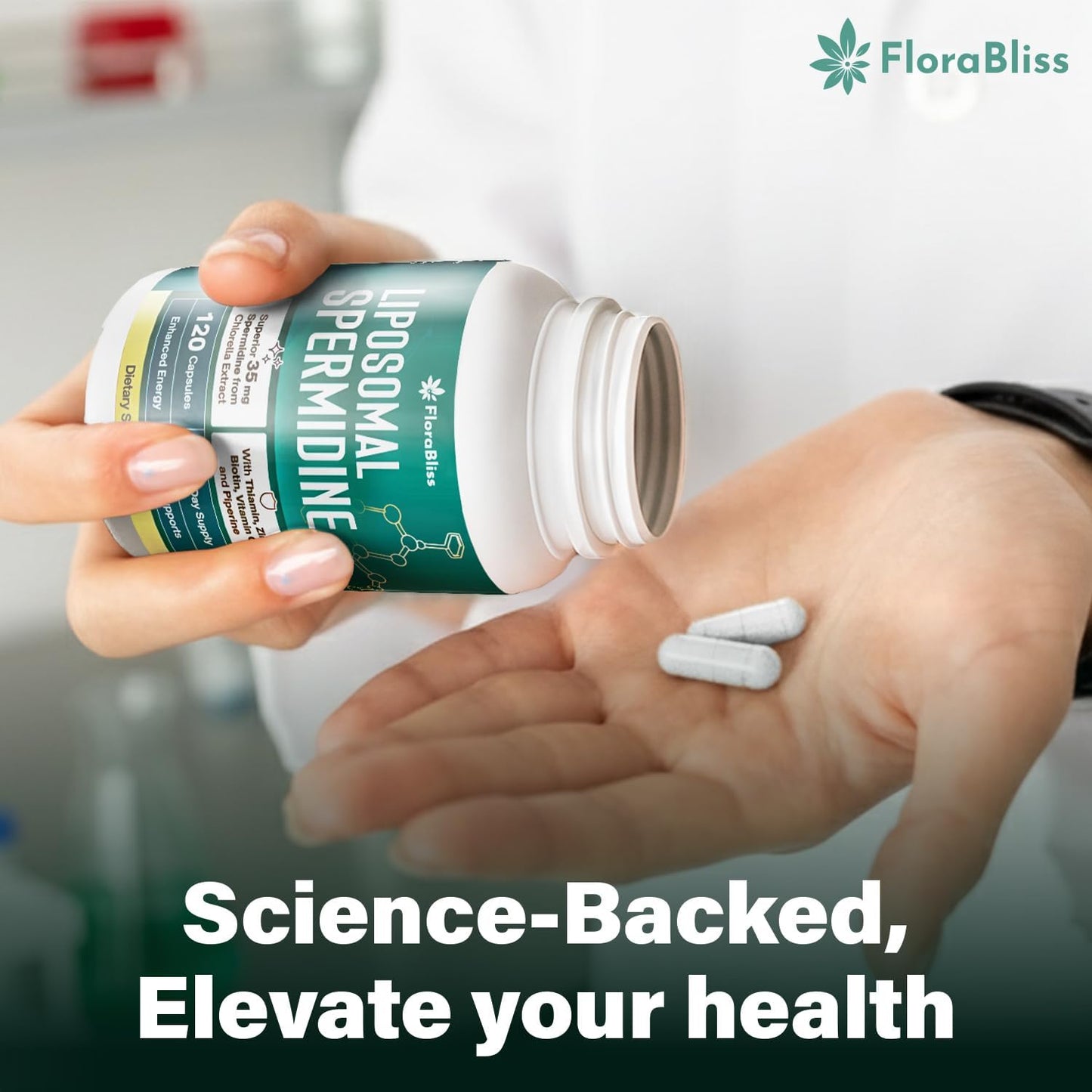 Spermidine Supplement from Chlorella with Thiamin, Zinc, Biotin, & Vitamin C | 120 Capsules | Gluten-Free for Cellular Renewal, Healthy Aging & Vitality Support | 60-Day Supply