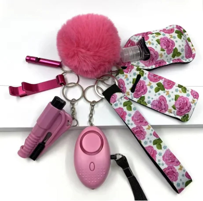 Safety Keychain Full Set, Self Defense Security Keychain Set with Personal Alarm Protective Keychain Accessories for Women Girls