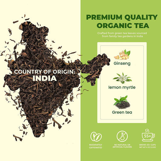 Green Lemon Ginseng Tea, Loose Leaf, USDA Organic, Kosher – 4 Oz (113g)