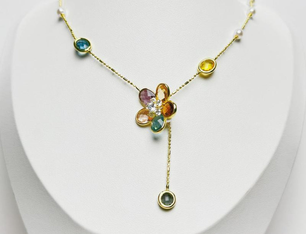 Swyii Elegant Floral Adjustable Pendant Multi Station Necklace for Women for Party, Flower Pendant, Trendy All-Match Luxury Jewelry for Gift, Mother’S Day