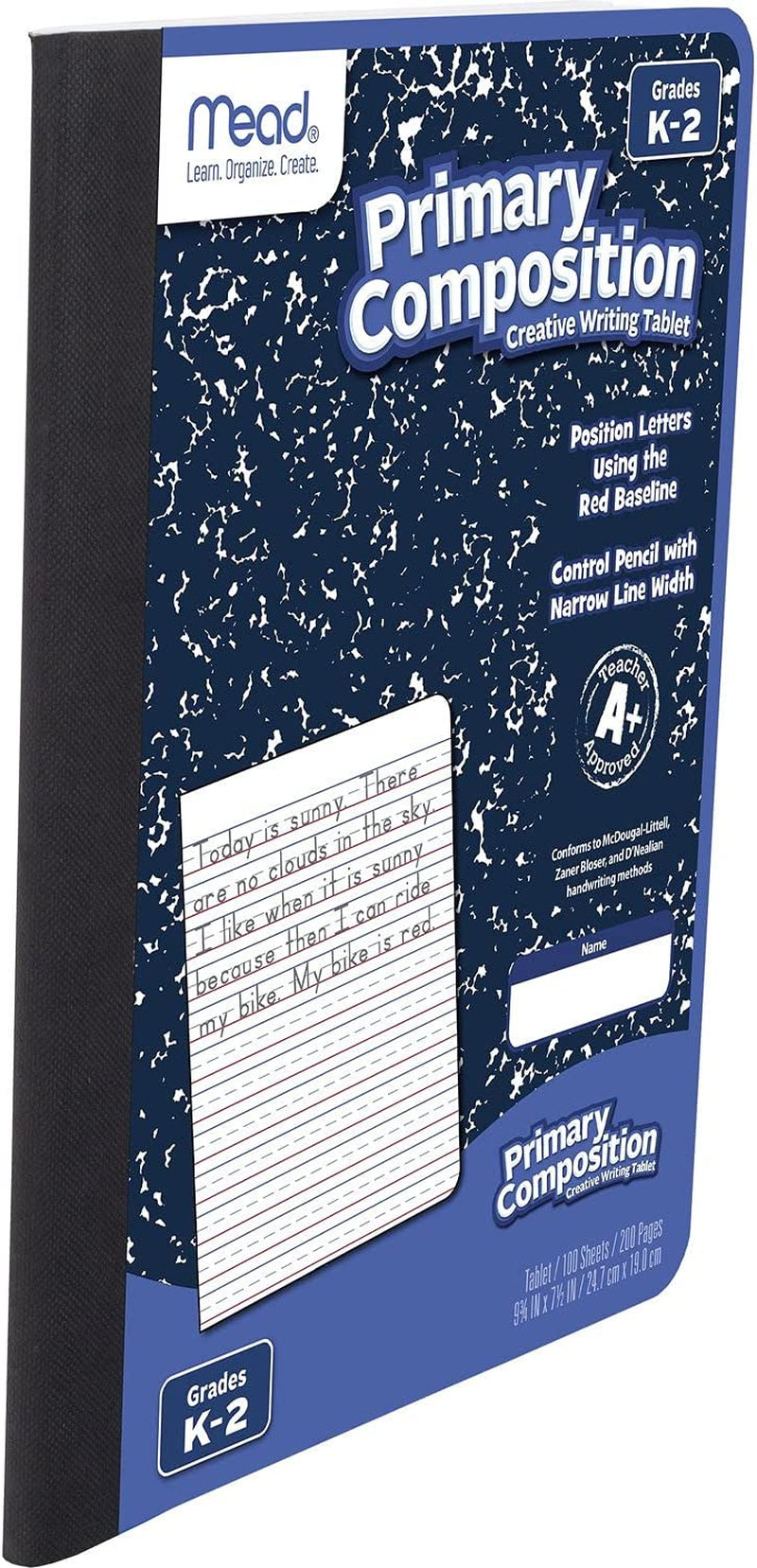 Primary Composition Book, Primary Ruled Journal, Grades K-2, 7-1/2" X 9-3/4", 100 Sheets, Blue Marble (09902)