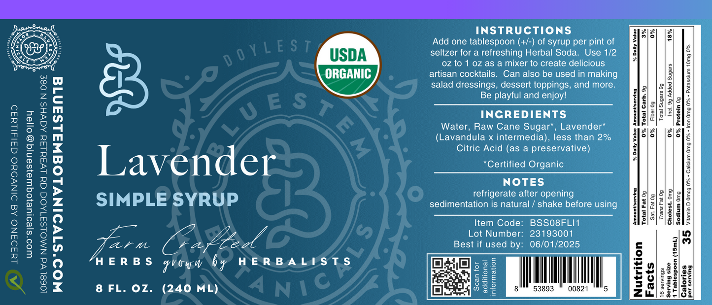 Lavender Simple Syrup - Organic