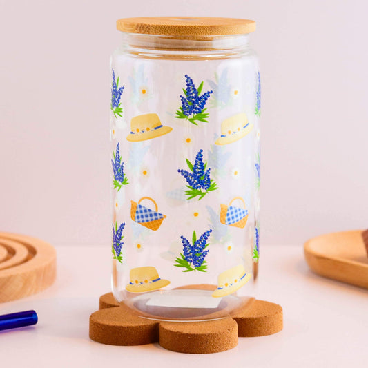 Sundays in the Bluebonnets 16 oz Glass Cup Set