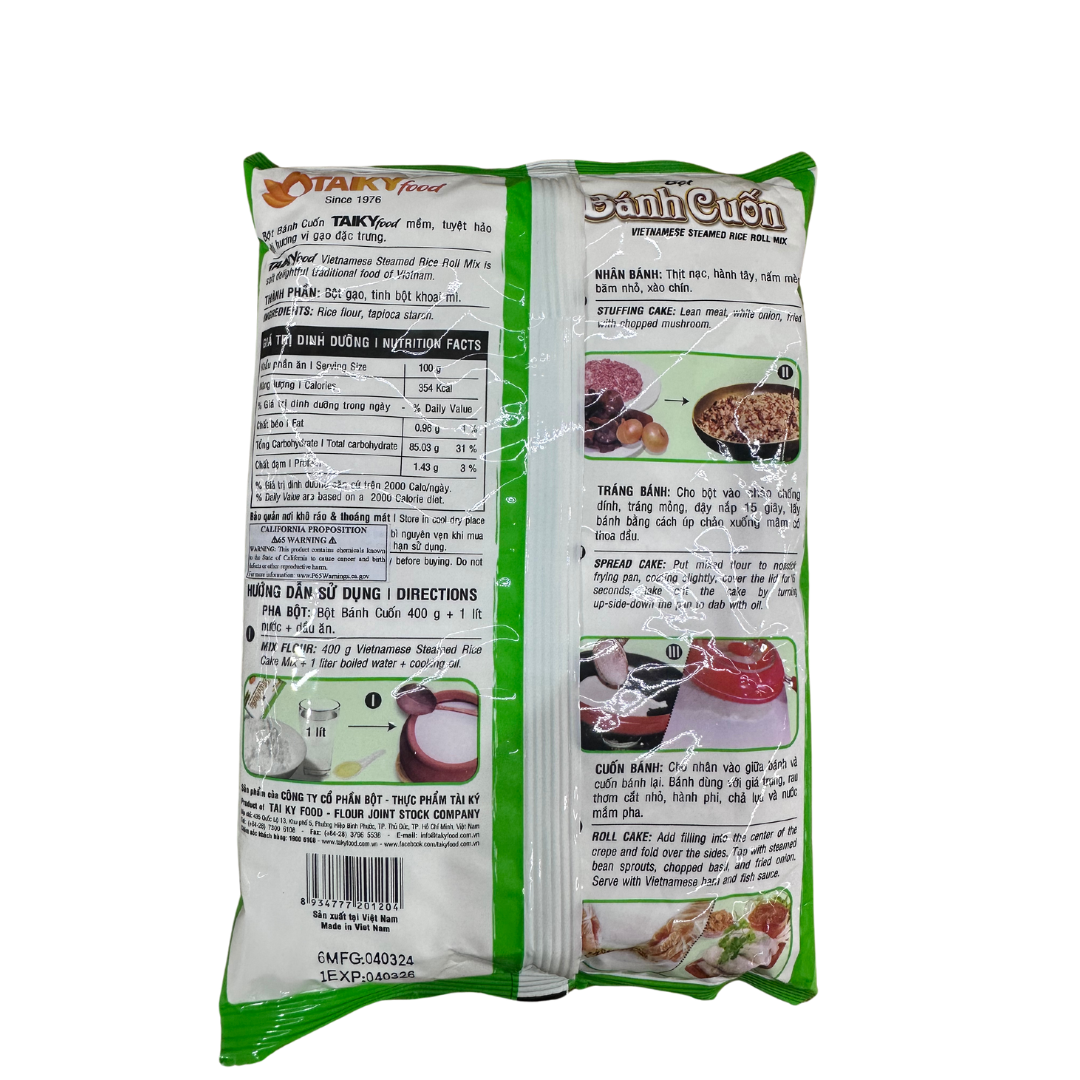 Tai Ky Foods Vietnamese Steam Rice Roll Mix Flour ( Bột Bánh Cuốn ) - 400g 14oz