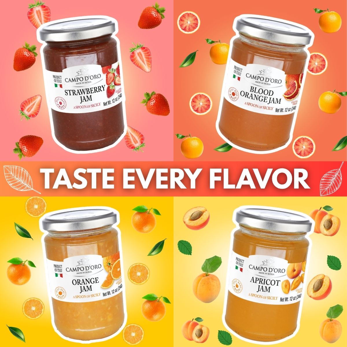 Campo D'Oro, Sicilian Apricot Jam, 12 oz (340g)