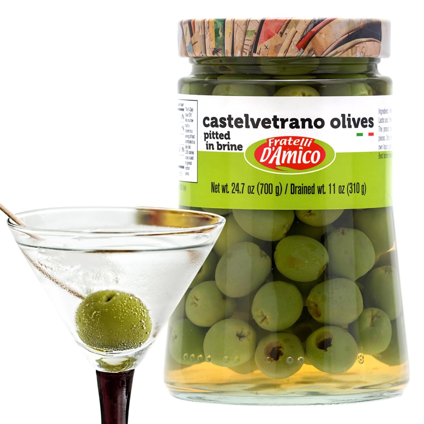 Fratelli D'Amico, Castelvetrano olive (Pitted), Family-Size . 24oz, (700 g)