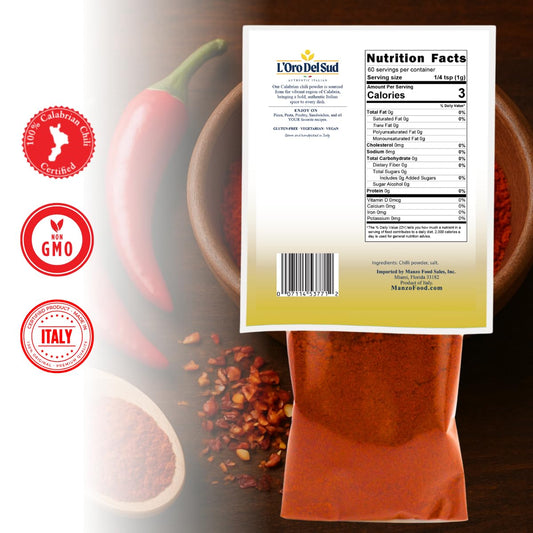 L'Oro Del Sud, Calabrian Chili Powder, Hot Chili Pepper Powder, 2.11 oz (60 g)
