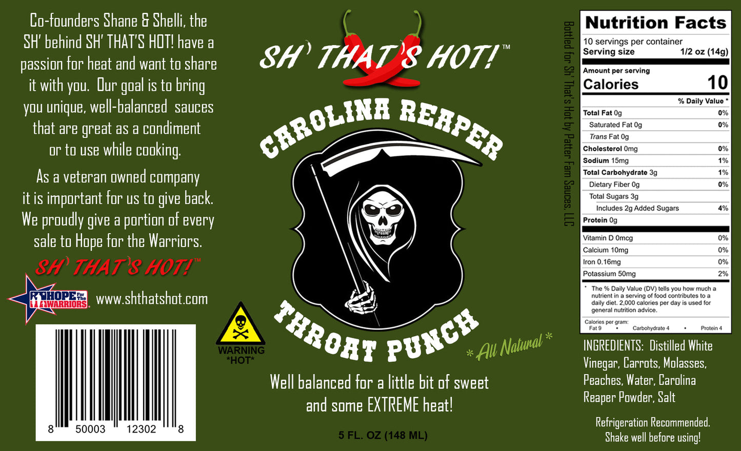 Carolina Reaper Throat Punch hot sauce by SH' THAT'S HOT!