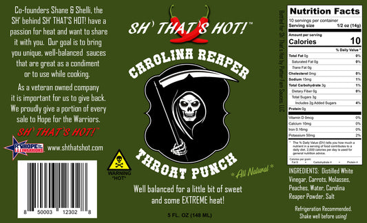 Carolina Reaper Throat Punch hot sauce by SH' THAT'S HOT!