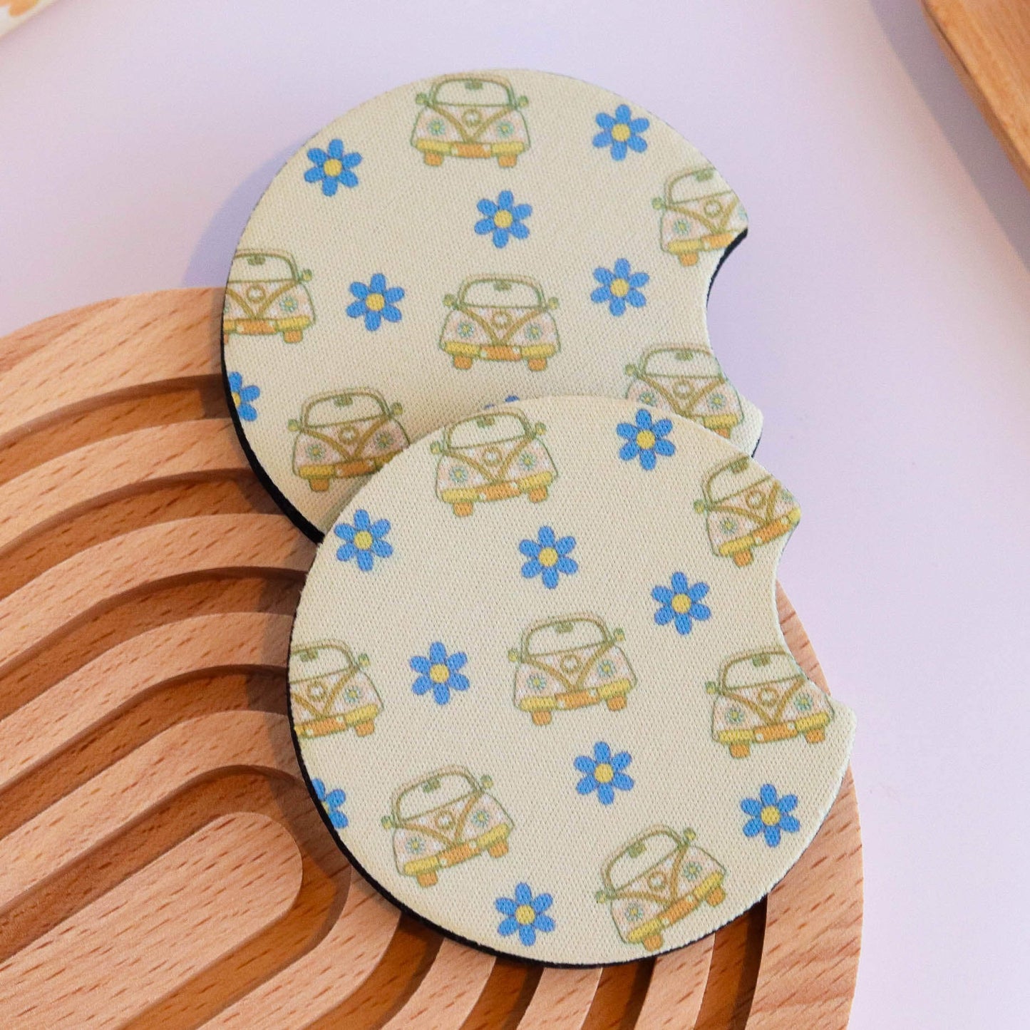 Cars and Daisies Car Coaster (Set of 2)
