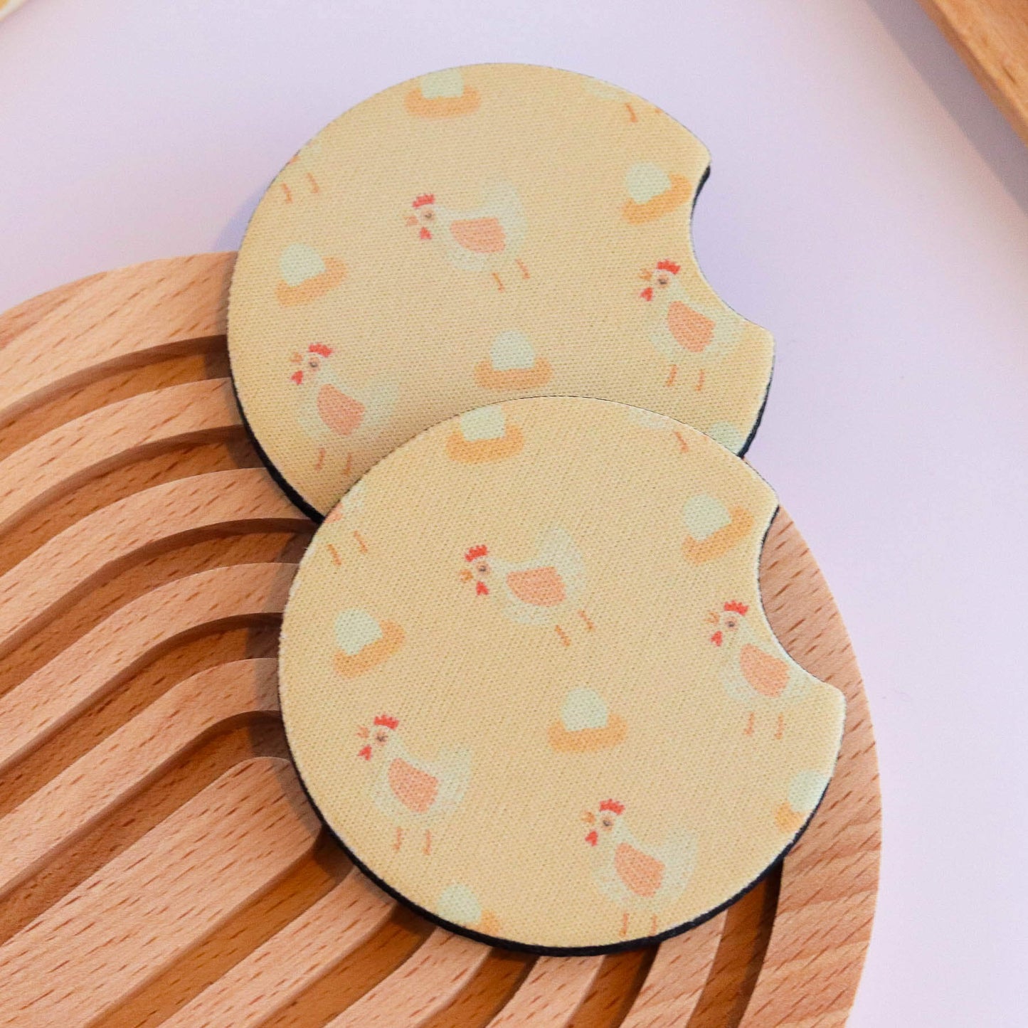 Chicken and Egg Car Coaster (Set of 2)