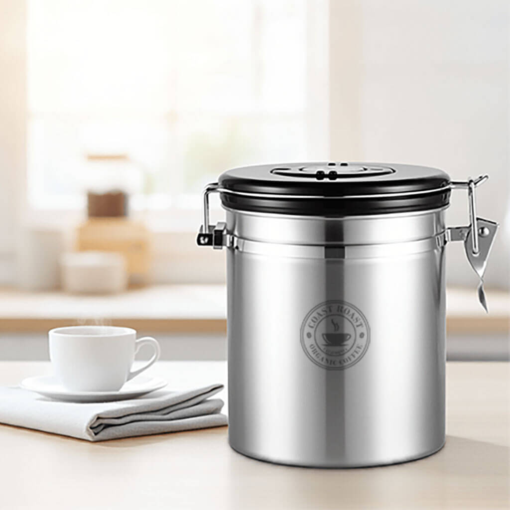 Coast Roast Coffee Storage Canister – 16oz Airtight, Stainless Steel, 100% BPA-Free