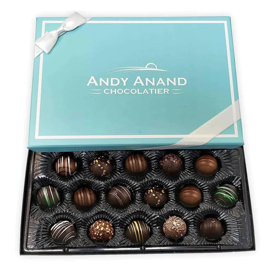 Andy Anand Artisan Dark Chocolate Truffles – 24 Pc Handmade Assorted Flavors, Decadent & Delicious, Made with 60% Chocolate (Cocoa Butter)