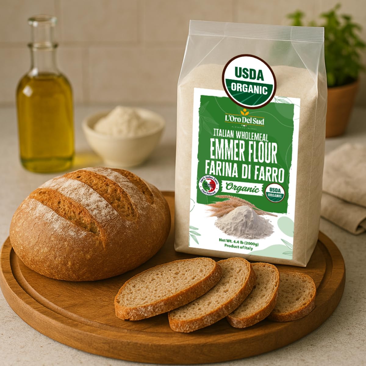 L'Oro Del Sud, Organic Emmer (Farro), (2 kg) 4.4 lb