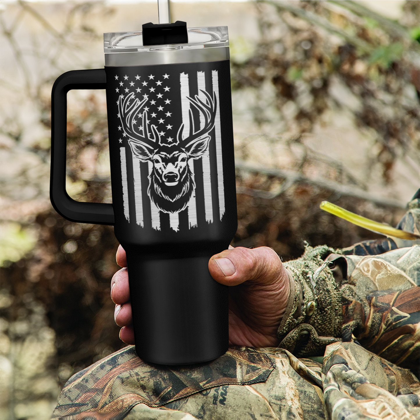 I'd Rather Be Hunting Tumbler with Handle for Men 40oz, Hunter Gifts for Dad Grandpa Husband Boyfriend, Hunters Stainless Steel Coffee Cup, Gifts for Birthday Christmas Fathers Day