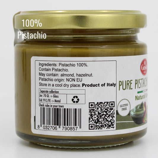 Gusto Etna Pure Pistachio Paste 6.07 oz (172g) Jar – 100% Pistachios, Unsweetened Italian Pistachio Butter, No Sugar, Product of Sicily