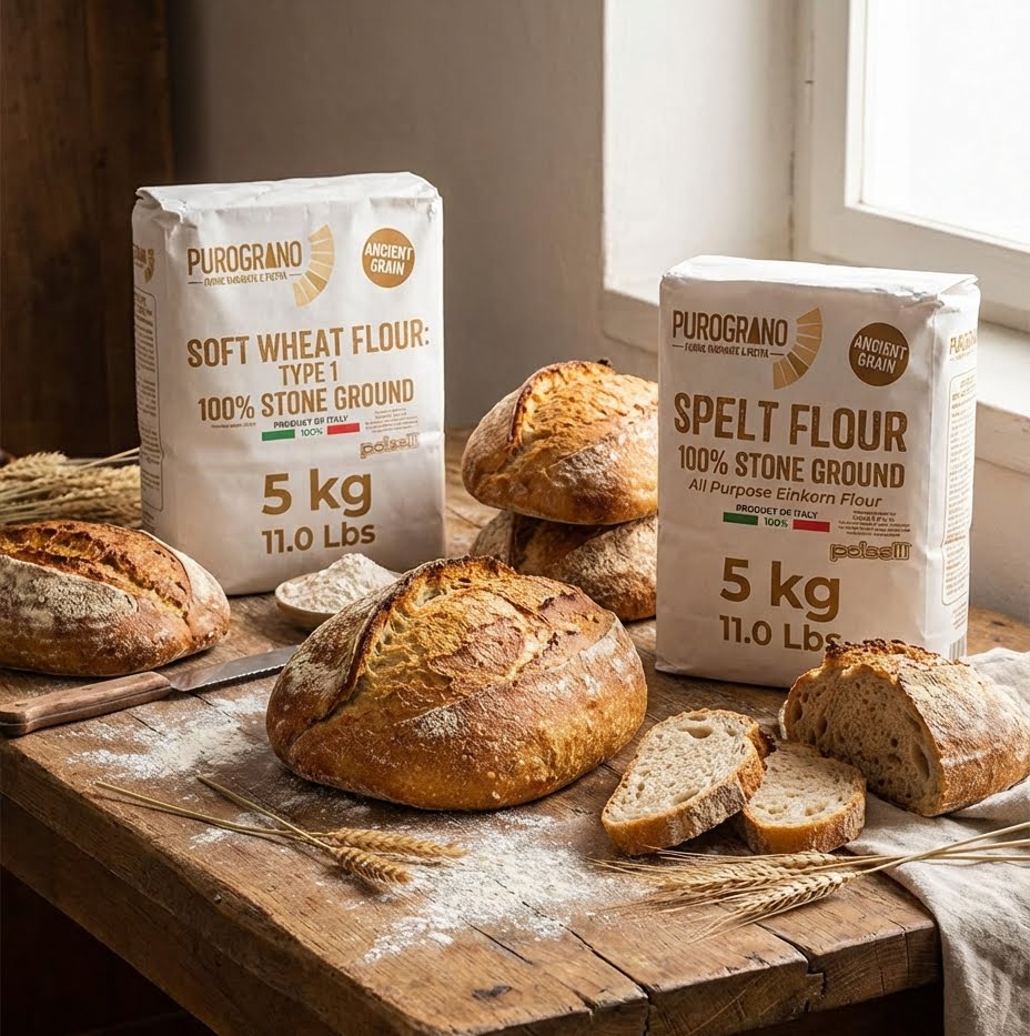 Polselli PuroGrano, Soft Wheat Flour Type 1 – 5kg (11 lb)